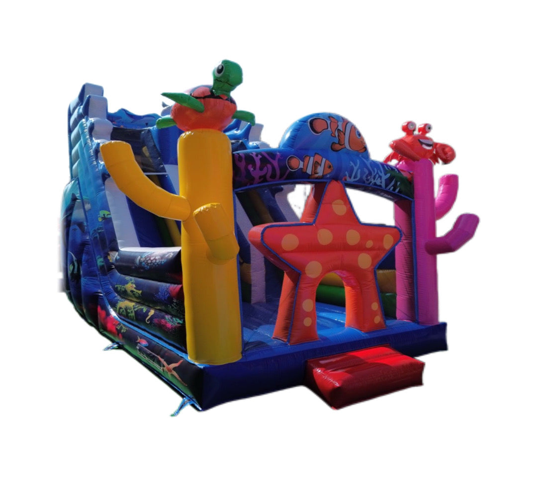 Ocean themed inflatable slide pool 0.55PVC USA