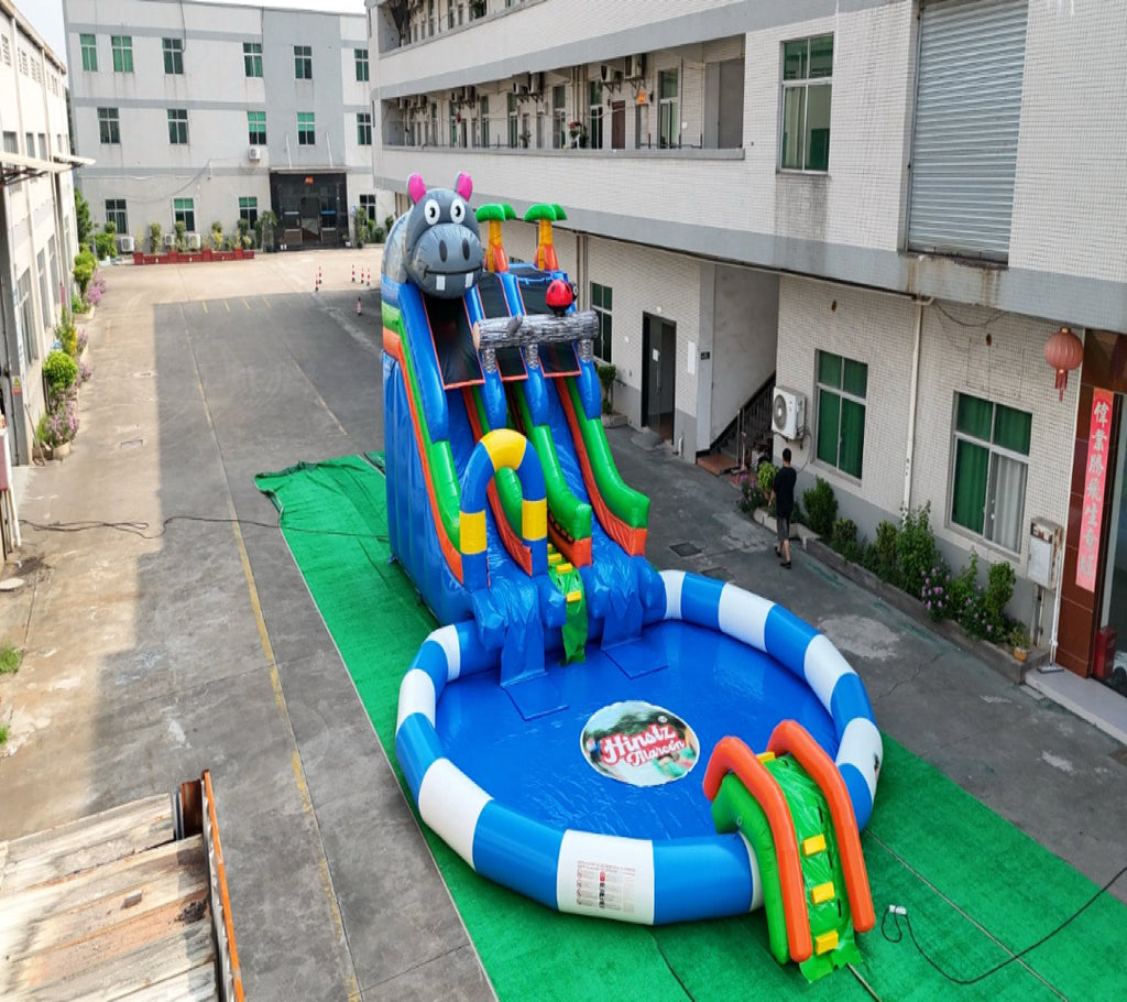 Hippopotamus inflatable swimming pool slide