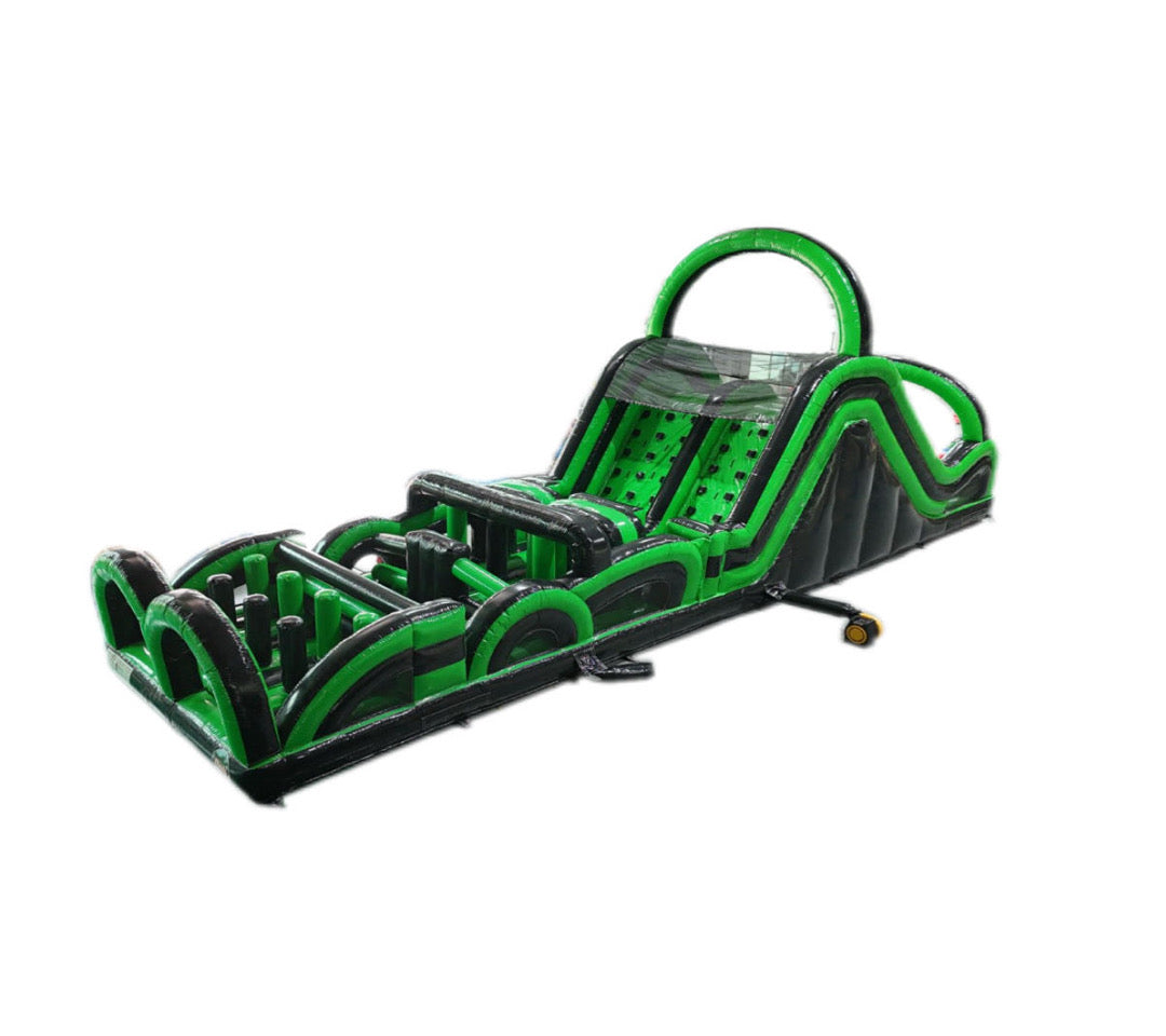 Black green inflatable obstacle slide 0.55PVC Spain