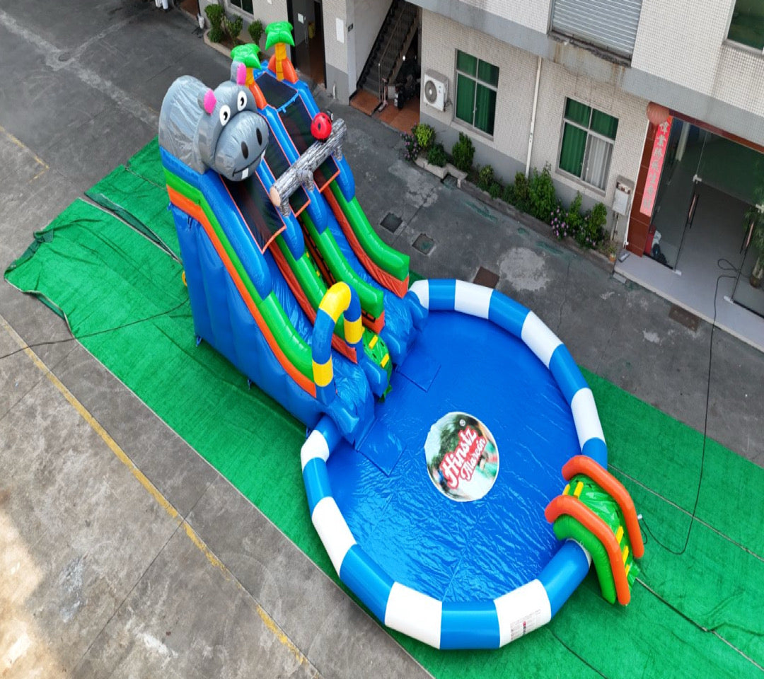 Hippopotamus inflatable swimming pool slide