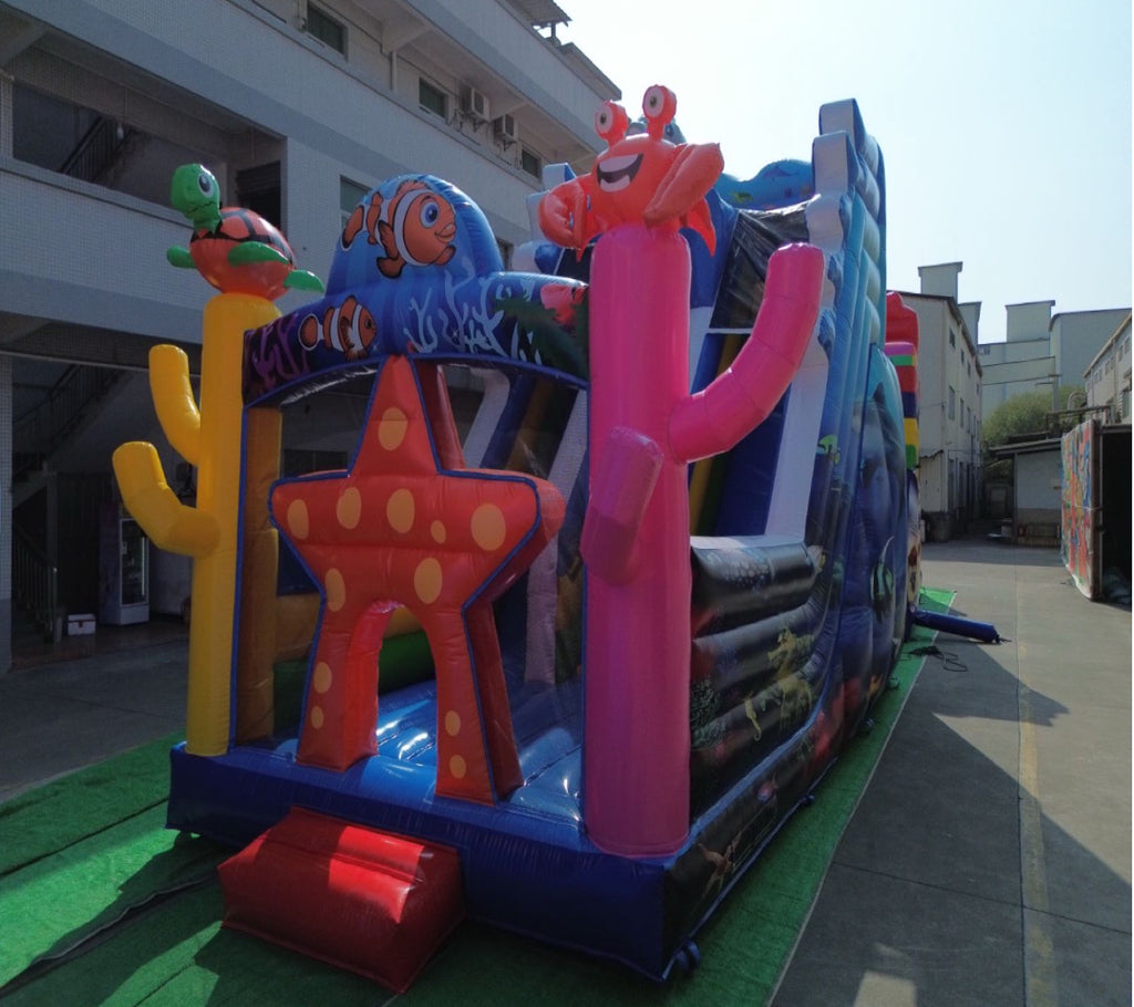 Ocean themed inflatable slide pool 0.55PVC USA