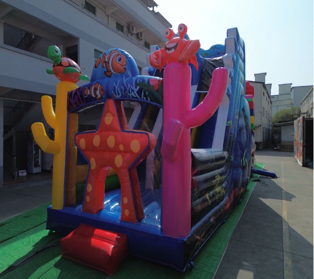 Ocean themed inflatable slide pool 0.55PVC USA