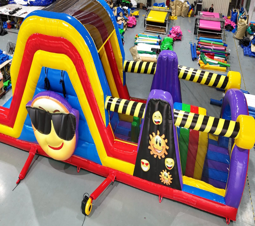 Emoji giant inflatable slide obstacle 0.55PVC USA