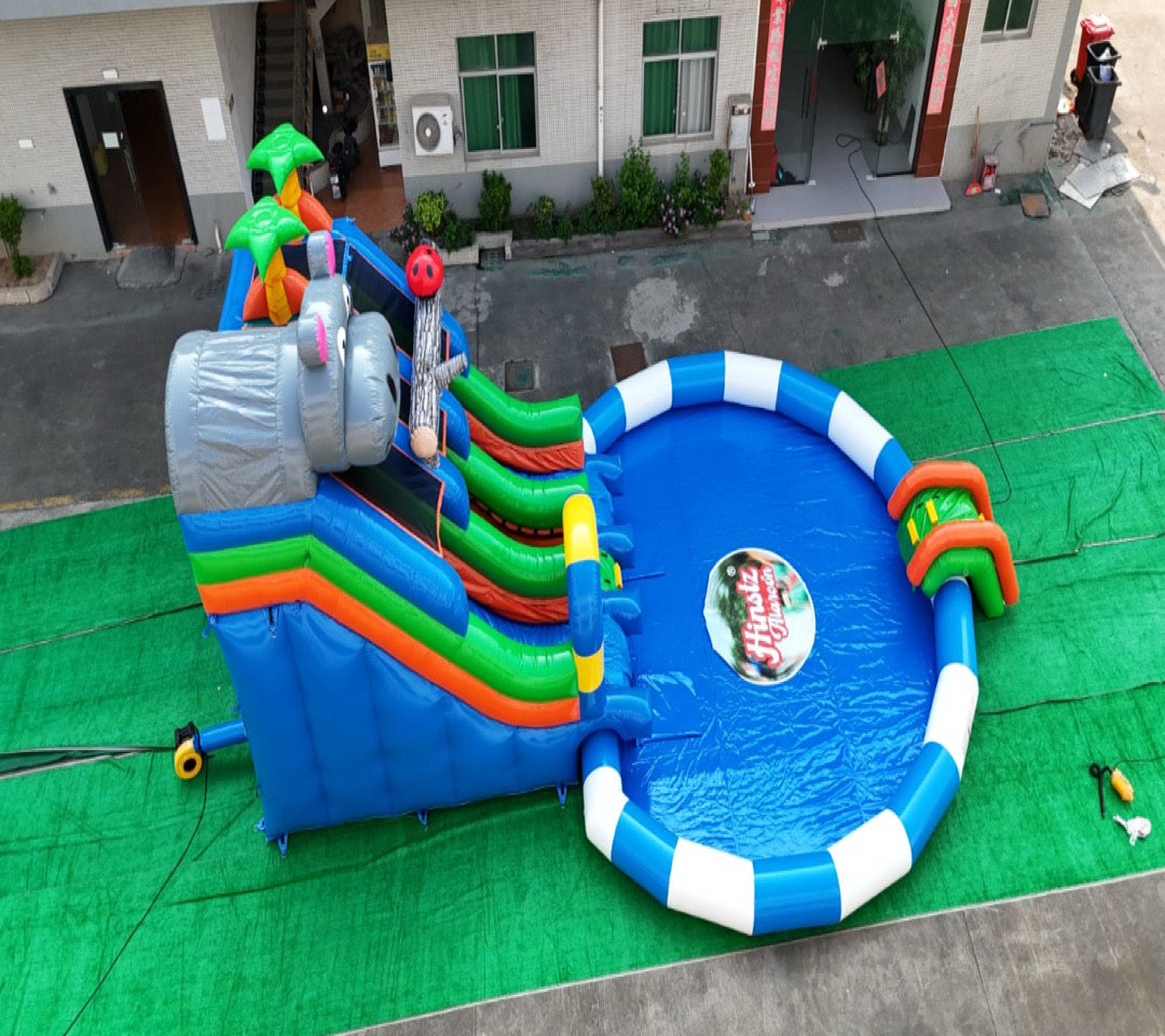 Hippopotamus inflatable swimming pool slide