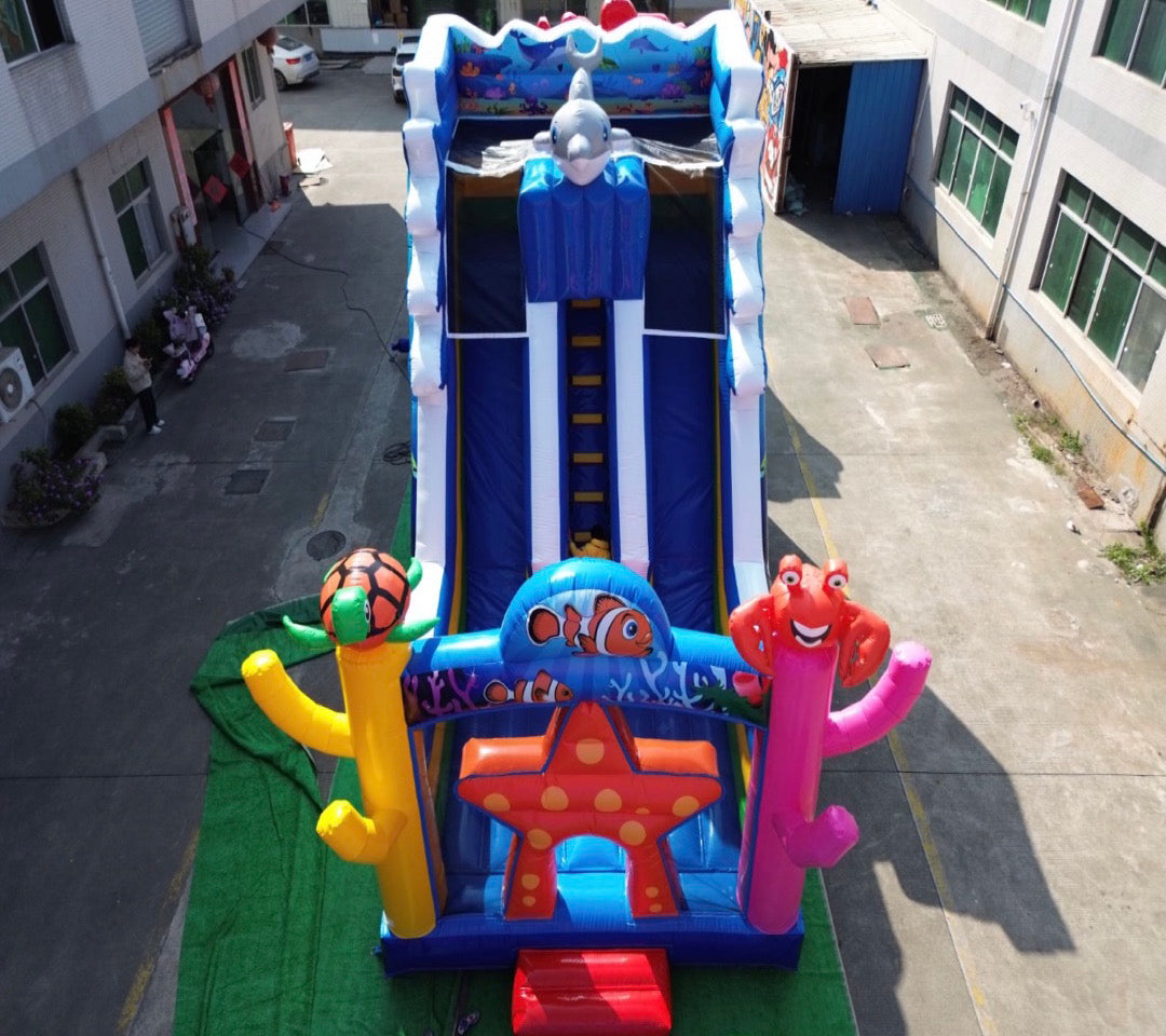 Ocean themed inflatable slide pool 0.55PVC USA