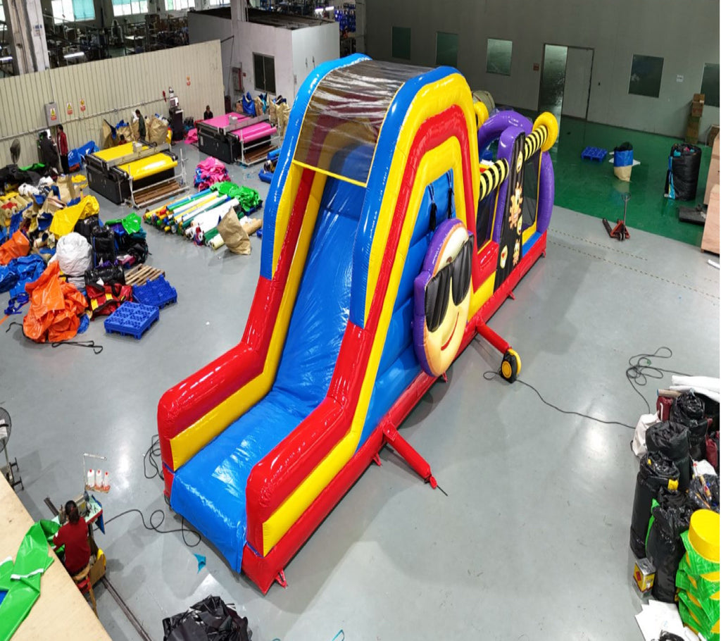 Emoji giant inflatable slide obstacle 0.55PVC USA