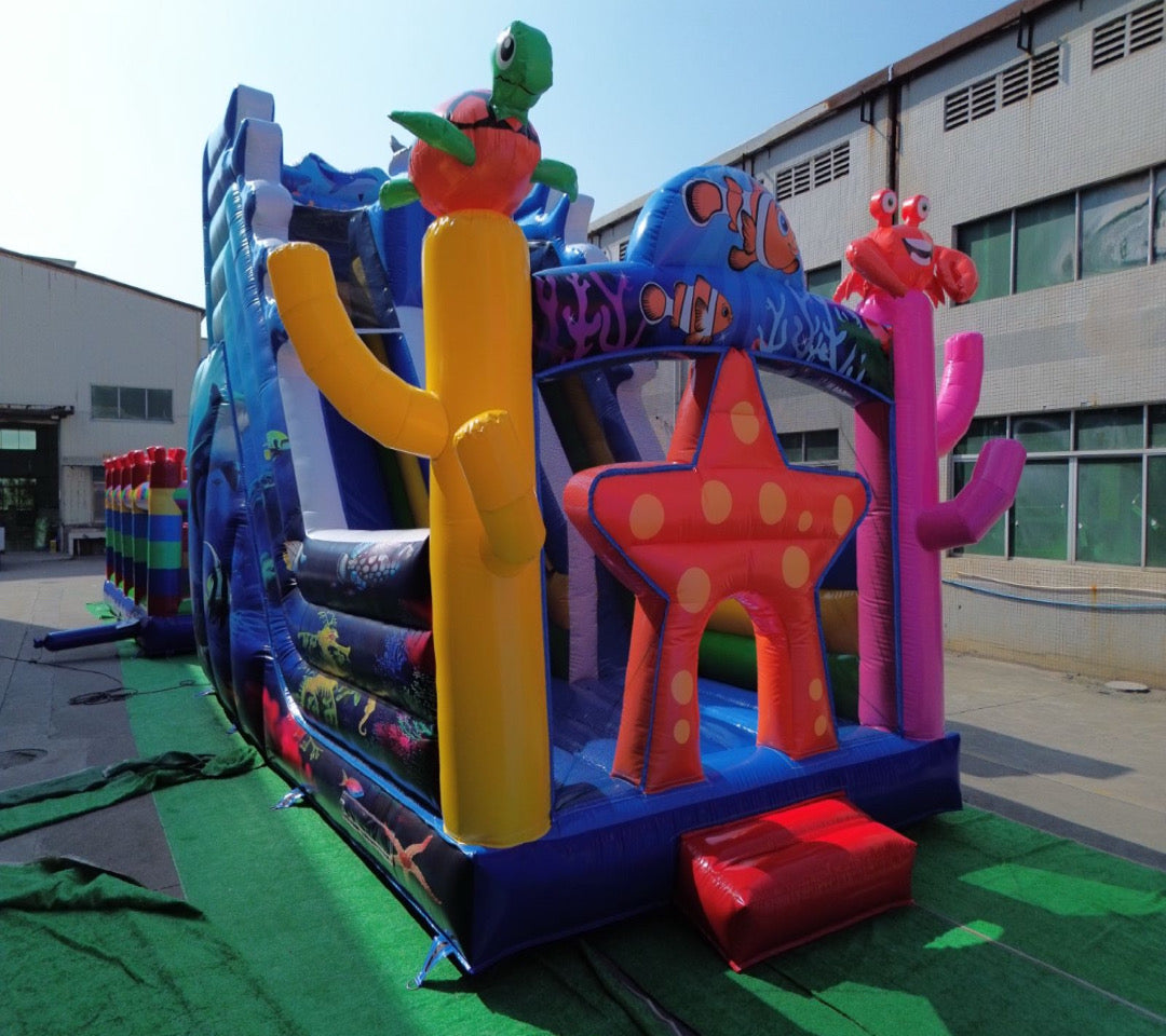 Ocean themed inflatable slide pool 0.55PVC USA