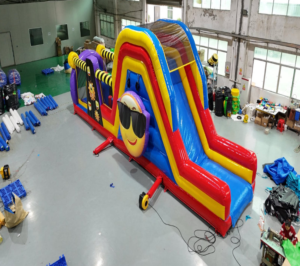 Emoji giant inflatable slide obstacle 0.55PVC USA