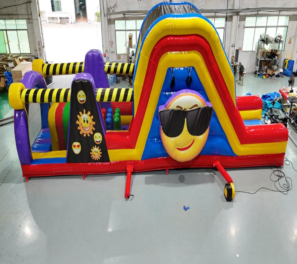 Emoji giant inflatable slide obstacle 0.55PVC USA
