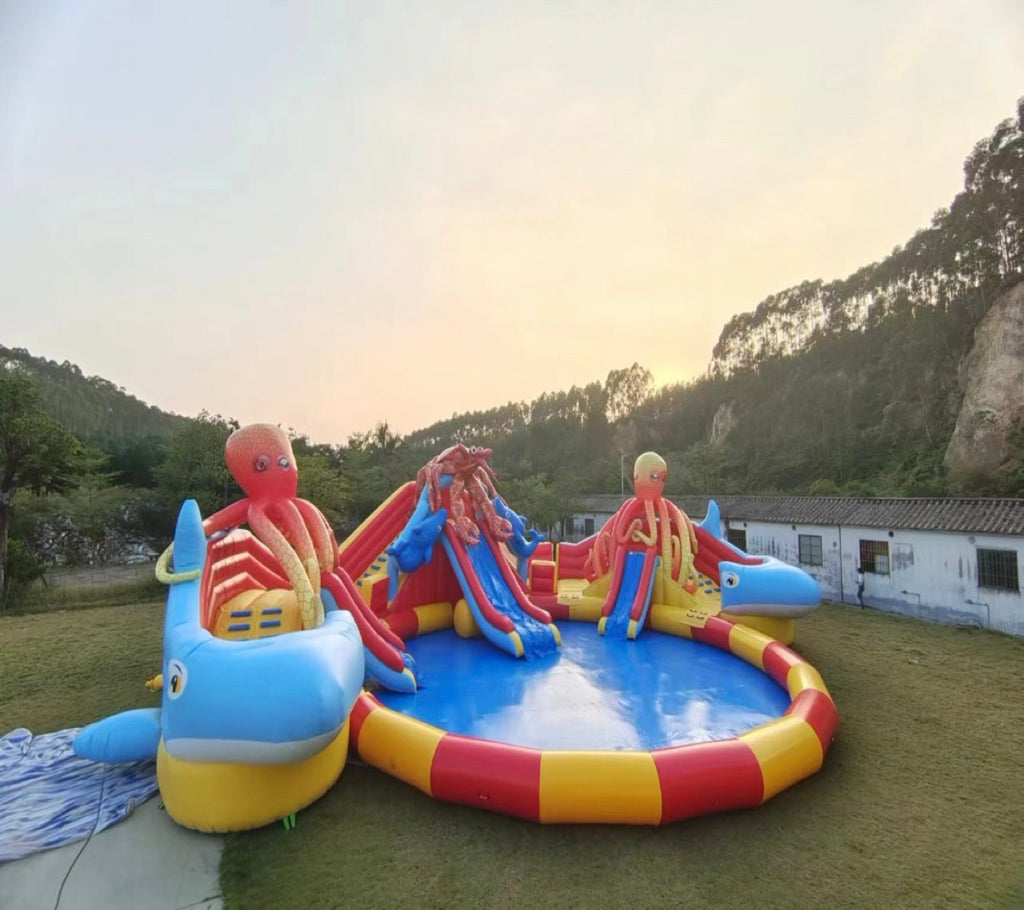 Giant octopus inflatable water slide 0.55PVC USA