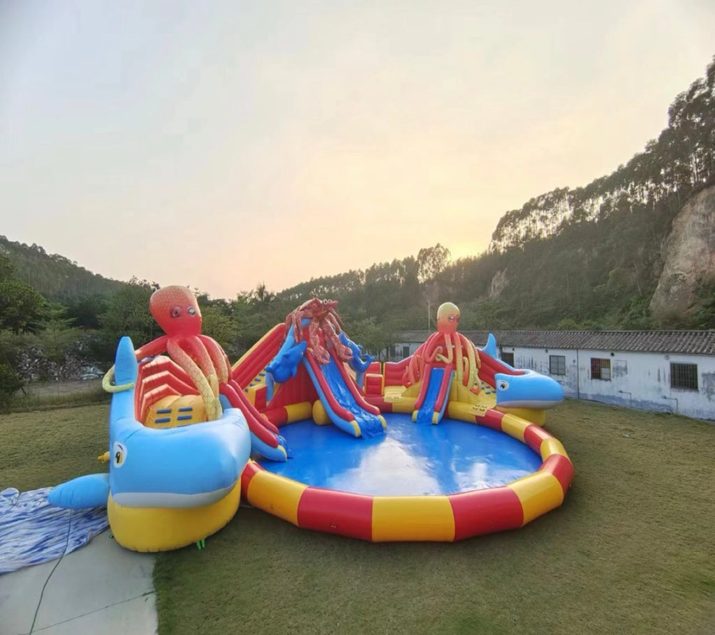 Giant octopus inflatable water slide 0.55PVC USA