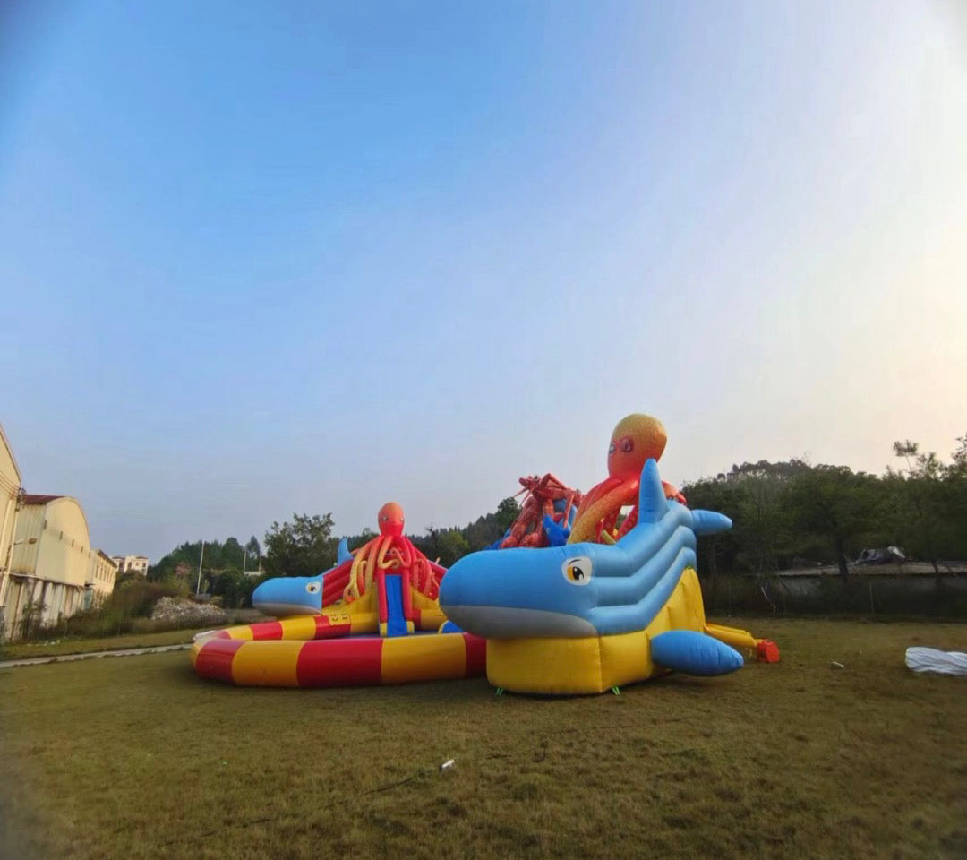 Giant octopus inflatable water slide 0.55PVC USA